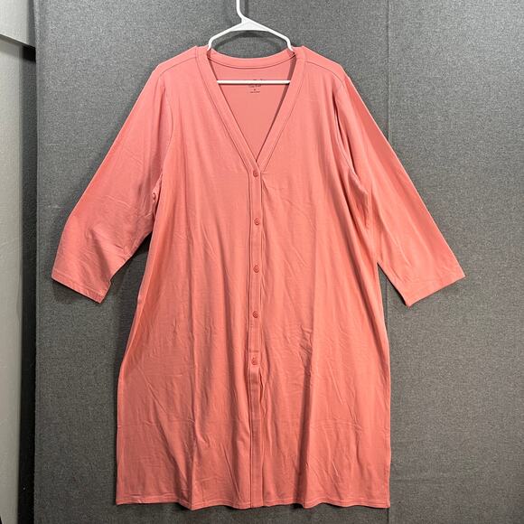 AnyBody Cozy Knit Button Front Long Cardigan Rose Size X-Large - Picture 1 of 8